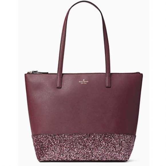kate spade Handbags - Kate Spade Greta glitter tote - cherrywood NWT